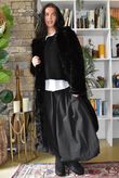 Mara Luxury Faux Fur Long Coat Black 